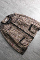 fancy tweed textile collarless jacket