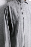 melange gray rayon front fly shirt