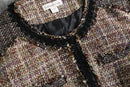 fancy tweed textile collarless jacket