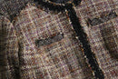 fancy tweed textile collarless jacket