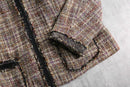 fancy tweed textile collarless jacket