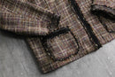fancy tweed textile collarless jacket