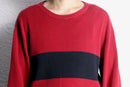 00s "polo jeans co." red × black wide stripe ribbed cotton knit sweater