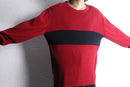 00s "polo jeans co." red × black wide stripe ribbed cotton knit sweater