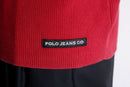 00s "polo jeans co." red × black wide stripe ribbed cotton knit sweater