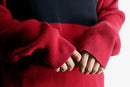 00s "polo jeans co." red × black wide stripe ribbed cotton knit sweater