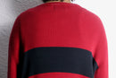 00s "polo jeans co." red × black wide stripe ribbed cotton knit sweater