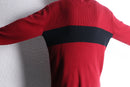 00s "polo jeans co." red × black wide stripe ribbed cotton knit sweater