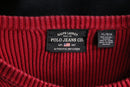 00s "polo jeans co." red × black wide stripe ribbed cotton knit sweater