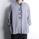 ethnic embroidered navy gingham check design shirt