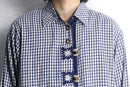 ethnic embroidered navy gingham check design shirt