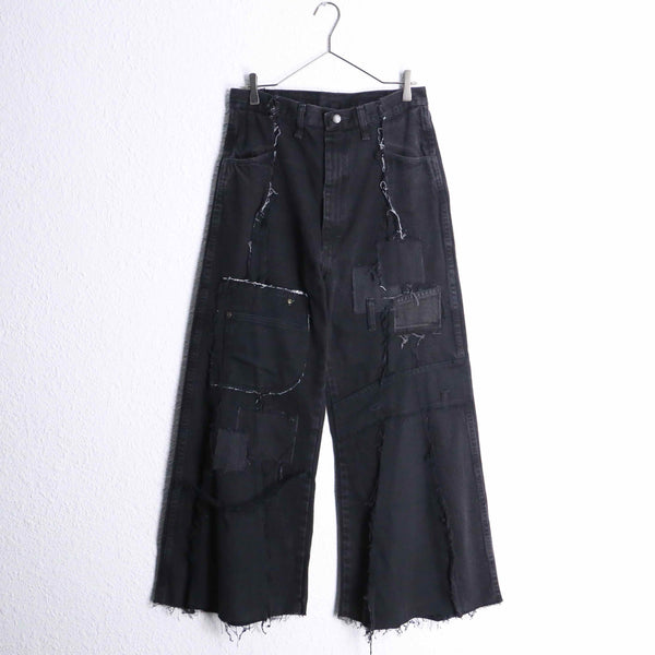 “Re:make” black buggy flare denim pants