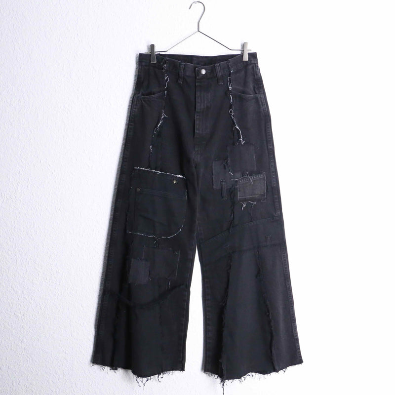 “Re:make” black buggy flare denim pants