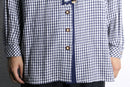 ethnic embroidered navy gingham check design shirt