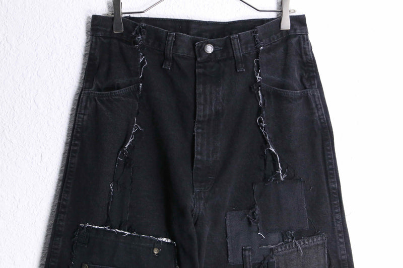 “Re:make” black buggy flare denim pants