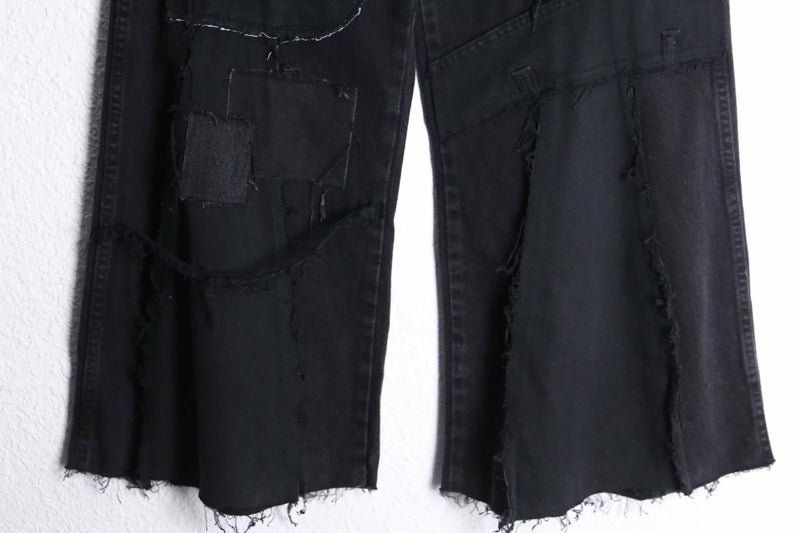 “Re:make” black buggy flare denim pants