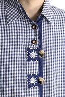 ethnic embroidered navy gingham check design shirt