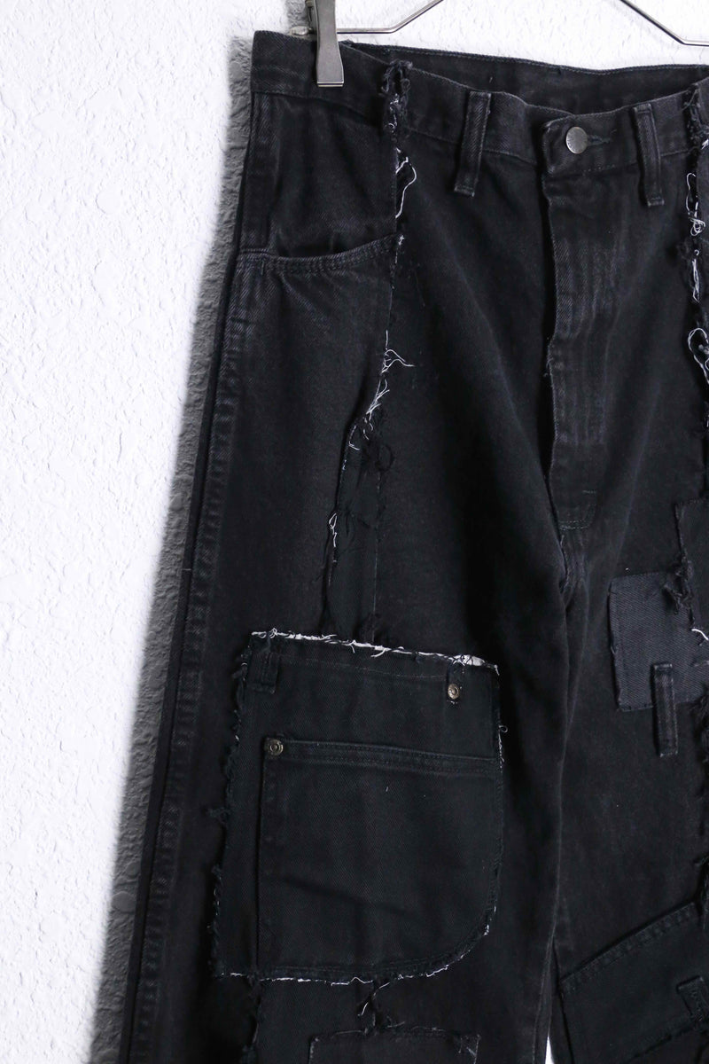 “Re:make” black buggy flare denim pants