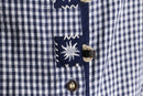 ethnic embroidered navy gingham check design shirt