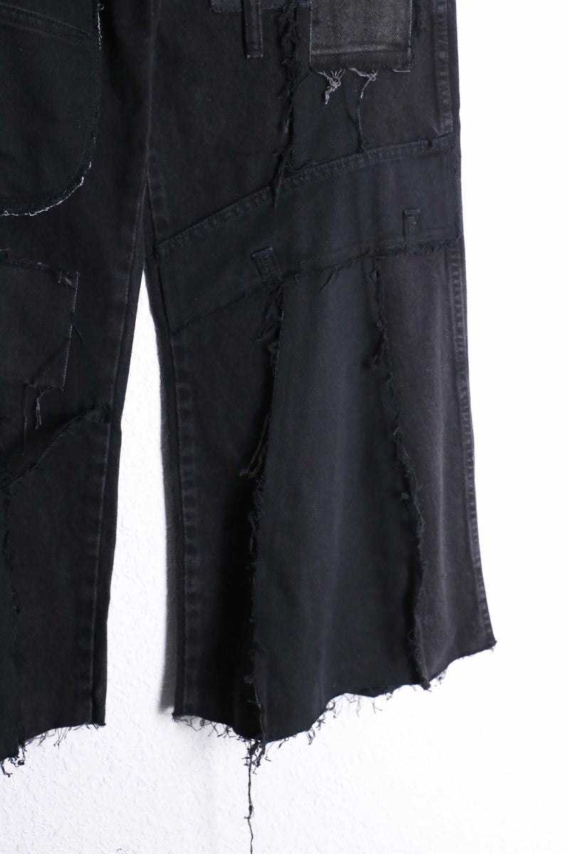 “Re:make” black buggy flare denim pants