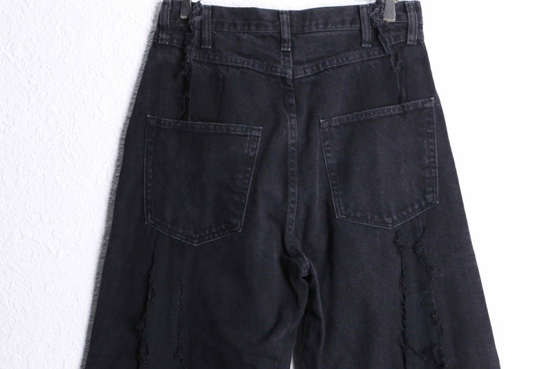 “Re:make” black buggy flare denim pants