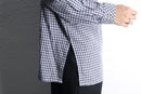 ethnic embroidered navy gingham check design shirt