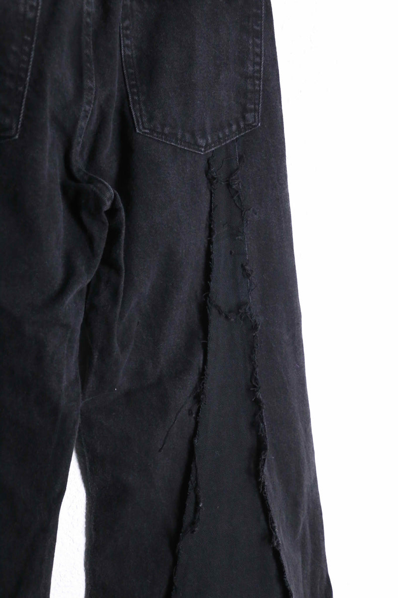“Re:make” black buggy flare denim pants