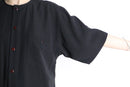 black collarless poly shirt