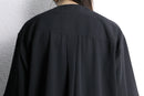 black collarless poly shirt