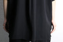 black collarless poly shirt