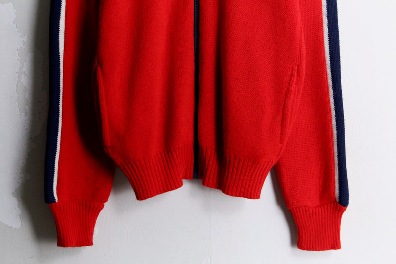 navy ×  red design knit track jacket