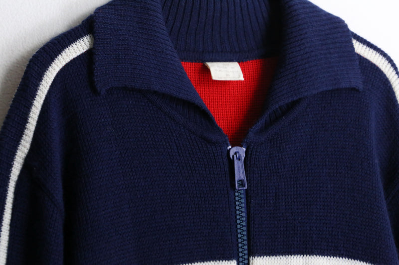 navy ×  red design knit track jacket