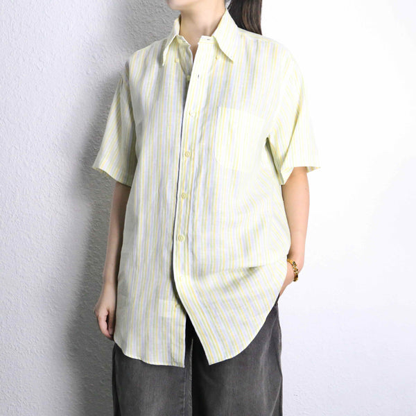 “Brooks Brothers” light color stripe linen shirt