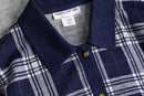 navy × white gingham check polo cardigan
