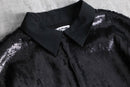 black sequins design L/S shirt