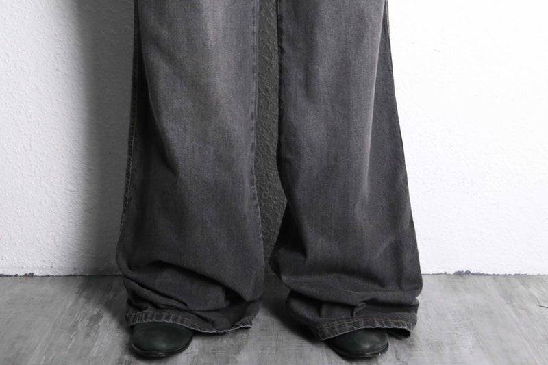 fade black wide buggy flare denim pants