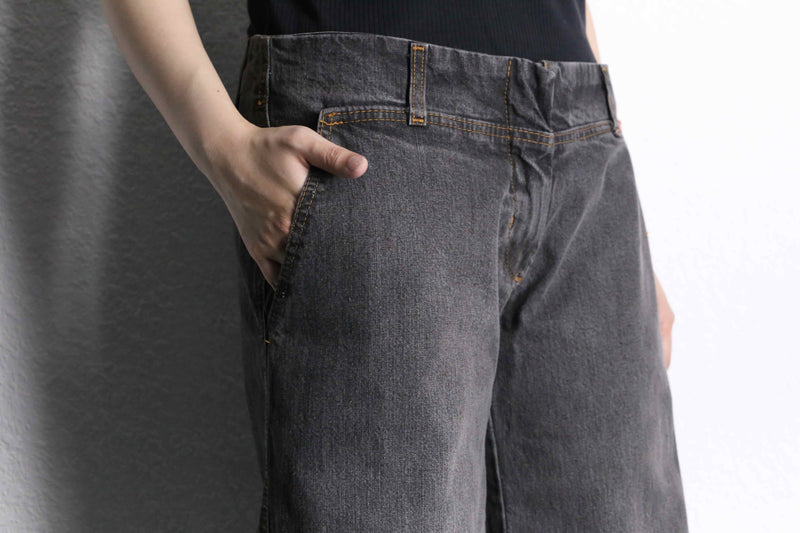 fade black wide buggy flare denim pants