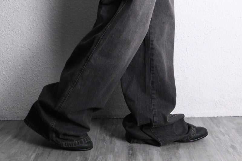 fade black wide buggy flare denim pants