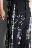 "Re:make"花柄　check shirt docking flare trousers pants