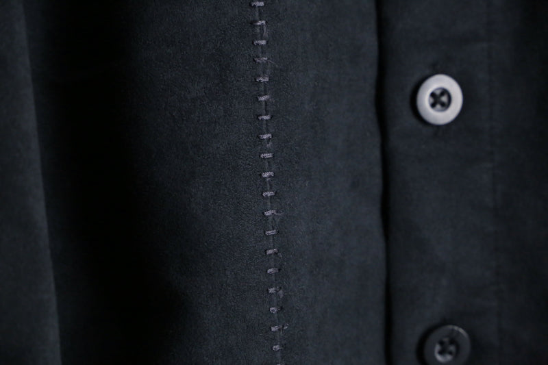 "CUVABERA"black color stitch design poly sued shirt