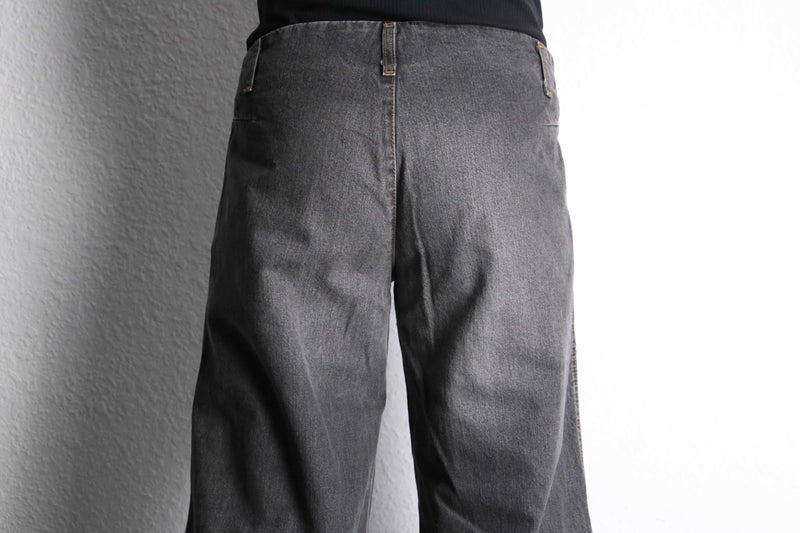 fade black wide buggy flare denim pants