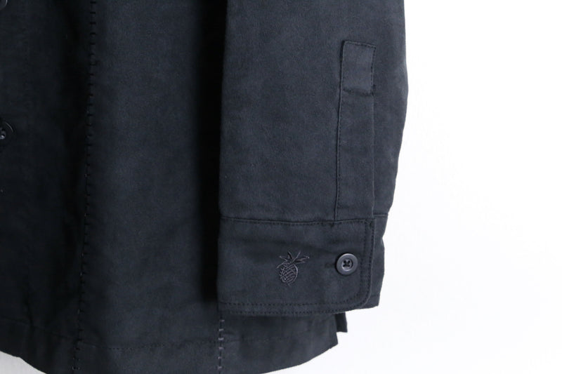 "CUVABERA"black color stitch design poly sued shirt