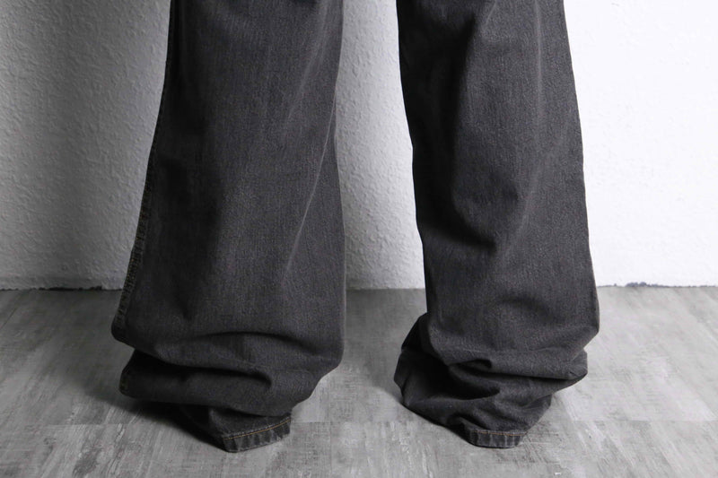 fade black wide buggy flare denim pants