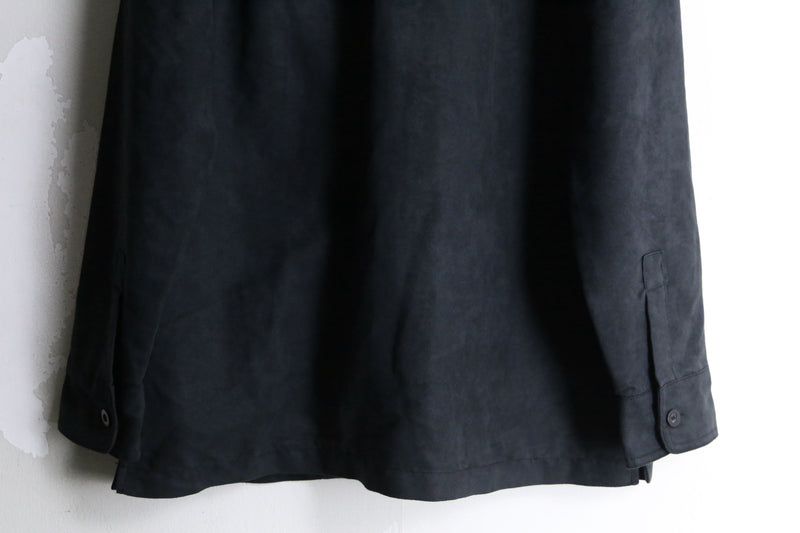 "CUVABERA"black color stitch design poly sued shirt