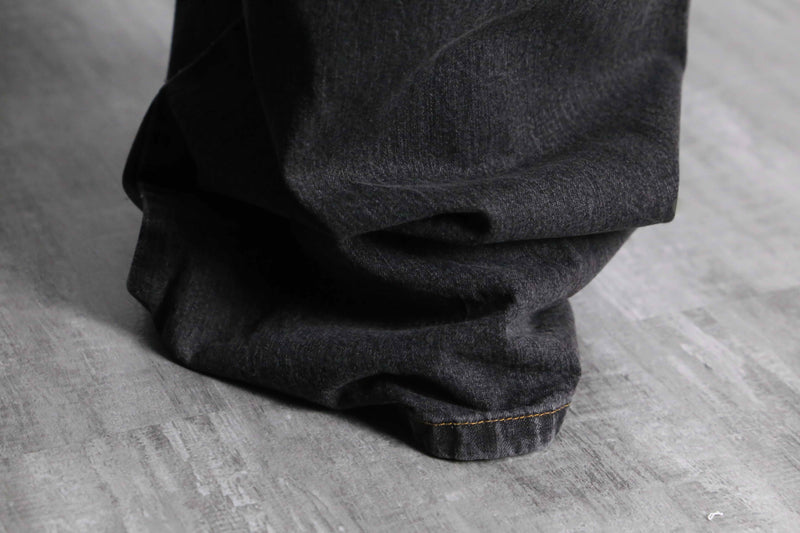 fade black wide buggy flare denim pants