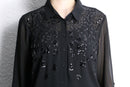 black sequin design sheer shirt