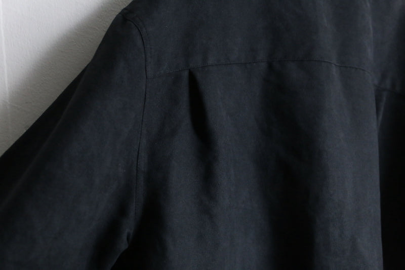 "CUVABERA"black color stitch design poly sued shirt