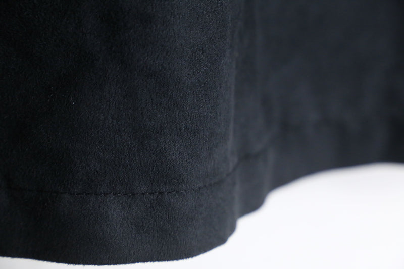 "CUVABERA"black color stitch design poly sued shirt