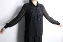 black sequin design sheer shirt