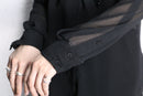 black sequin design sheer shirt